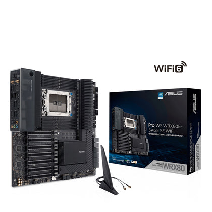 ASUS AMD PRO WS WRX80E-SAGE SE WIFI Workstation MB, Extended ATX, Intel Dual 10G LAN, WIFI6, BT5, PCIe4.0 x16 slots, 3 x M.2 PCIe4.0, 16 Power Stages ASUS