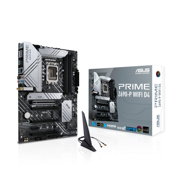 ASUS PRIME Z690-P WIFI D4 Intel LGA 1700 ATX Motherboard DDR4, PCIe 5.0, 3xM.2, HDMI, DP, WiFi 6, 2.5 Gb Etherbet, USB-C Thunderbolt 4, RGB (WIFI6) ASUS