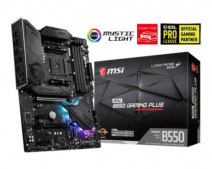 MSI MPG B550 GAMING PLUS AM4 ATX MB 4xDDR4 4xPCIE 2xM.2 HDMI DP RAID LAN 6xSATAIII 2xUSB3.2 8xUSB2.0 MSI