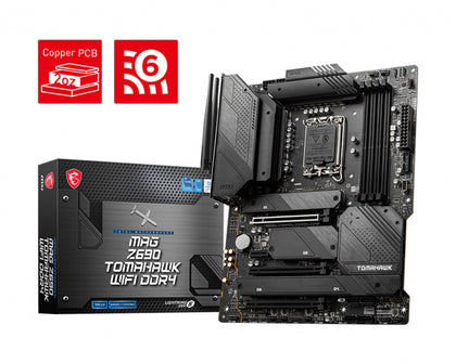 MSI MPG Z690 TOMAHAWK WIFI DDR4 Intel LGA 1700 ATX Motherboard, 4x DDR4 ~128GB, 3x PCI-E x16, 1x PCI-E x1, 4x M.2, 6x SATA3, 1x USB-C, 5x USB 3.2 MSI