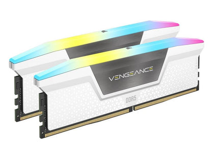 Corsair Vengeance RGB 32GB (2x16GB) DDR5 UDIMM 5200MHz C40 1.25V Desktop Gaming Memory White Corsair
