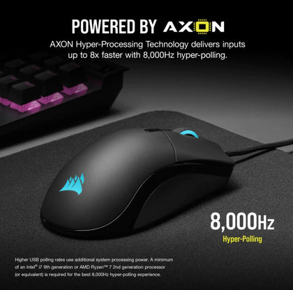 Corsair SABRE RGB PRO CHAMPION SERIES Gaming Mice - RGB, Ultra Lightweight, 18,000 DPI sensor,  Axon 8,000 Hz Hyper-Polling, Flexible weave Cable Corsair