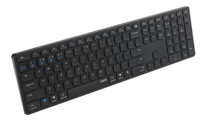 RAPOO 9550M Multi-mode Wireless Combo Bluetooth 3.0, 5.0 and 2.4G Windows® and Mac® 17 multimedia hotkeys Full Size 110 keys Rechargeable battery Rapoo