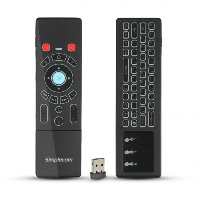 Simplecom RT250 Rechargeable 2.4GHz Wireless Remote Air Mouse Keyboard with Touch Pad and Backlight Simplecom