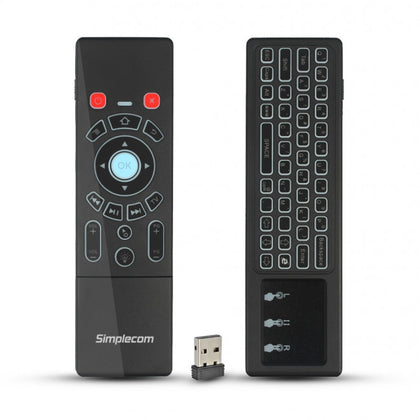 Simplecom RT250 Rechargeable 2.4GHz Wireless Remote Air Mouse Keyboard with Touch Pad and Backlight Simplecom