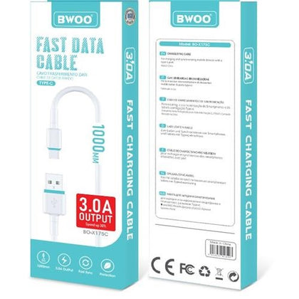 Bwoo X175 3A USB to USB Type-C Standard Data Cable, 1 Meter Length - (6933654803007)