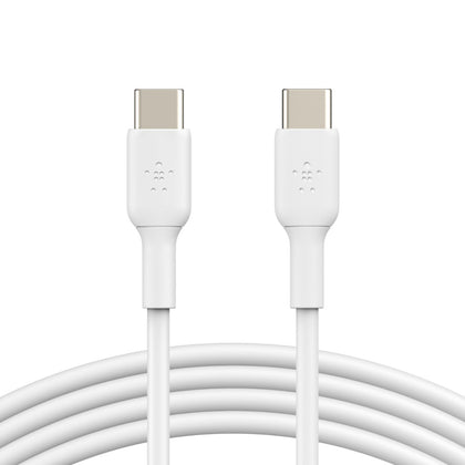 Belkin BoostCharge USB-C to USB-C Cable (2m/6.6ft) - White (CAB003bt2MWH),480Mbps,8K+ bend,Samsung Galaxy,iPad,MacBook,Google,OPPO,Nokia,2YR