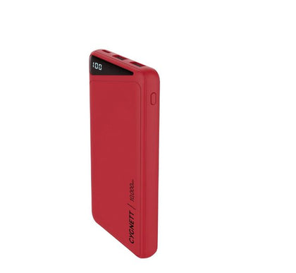 Cygnett ChargeUp Boost 2nd Gen 10K mAh Power Bank - Red (CY3479PBCHE), 1 x USB-C (15W), 2 x USB-A (12W), Type-C Cable (15cm) Included, Fast Charging Cygnett