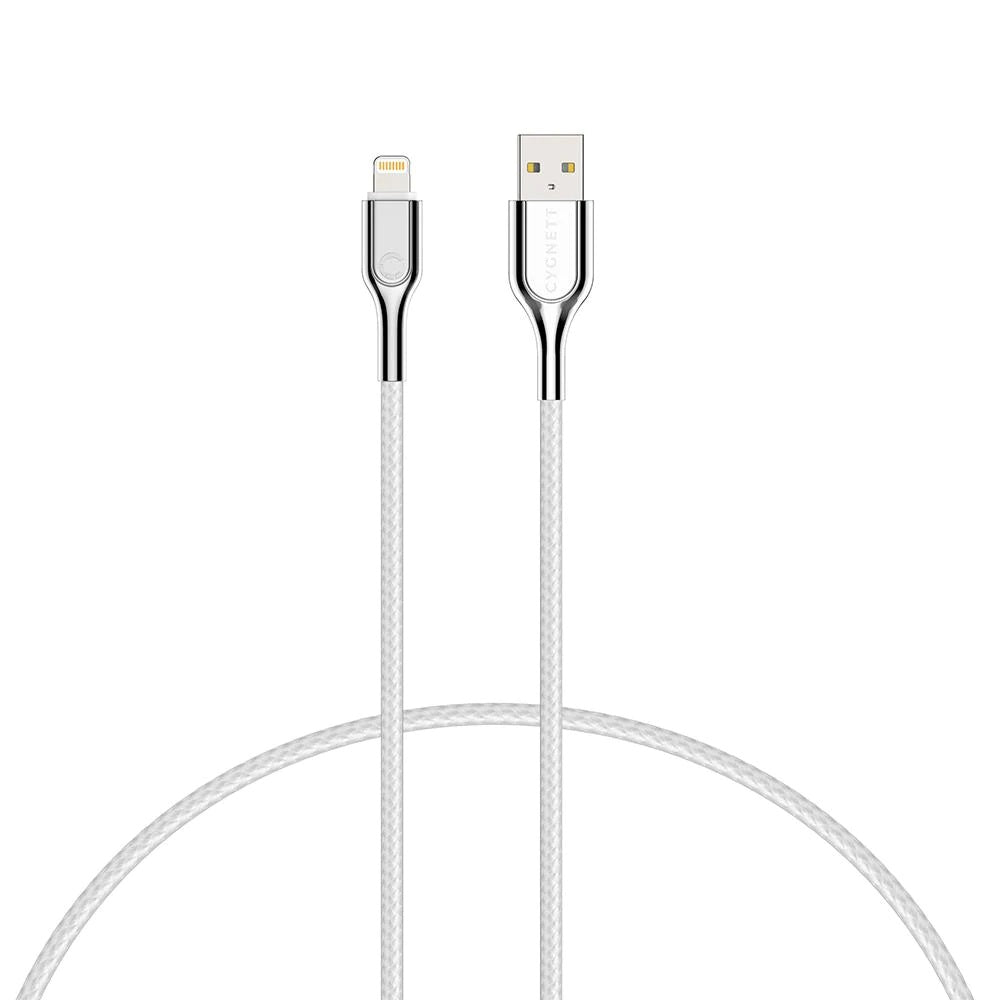Cygnett Armoured Lightning to USB-A Cable (3M) - White (CY2687PCCAL), Fast charge your iPhone (12W), MFi certified, Certified for 20,000 bend cycles Cygnett