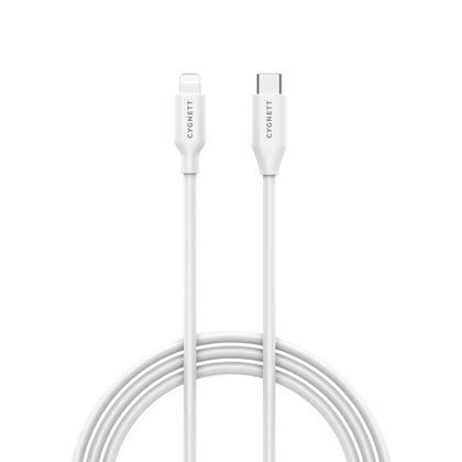 Cygnett Lightning to USB-C Cable (1M) - White (CY3752PCCSL), 0 to 50% iPhone battery life in just 30 mins, Meets Apple's performance standards Cygnett