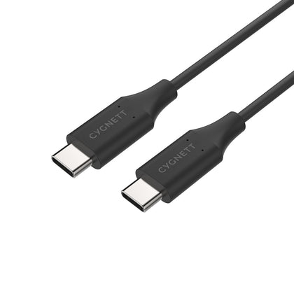 Cygnett Essentials USB-C to USB-C Cable (1M) - Black (CY3310PCUSA), Supports 3A/60W Fast Charging, 480Mbps Fast Data & File Transfer Speed Cygnett