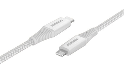 OtterBox Lightning to USB-C Fast Charge Premium Pro Cable (2M) - White (78-80891), 3 AMPS (60W), Bend/Flex-Tested 30K Times, Braided Nylon, Rugged Otterbox