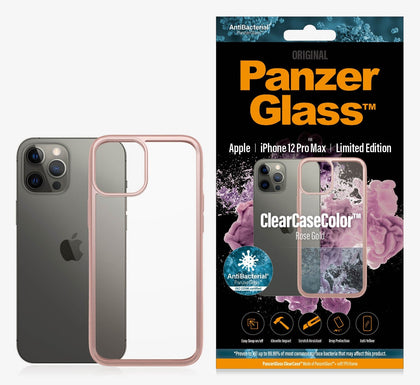 PanzerGlass Apple iPhone 12 Pro Max ClearCase - Rose Gold Limited Edition (0275), AntiBacterial, Scratch Resistant, Soft TPU Frame, Anti-Yellowing Panzer Glass