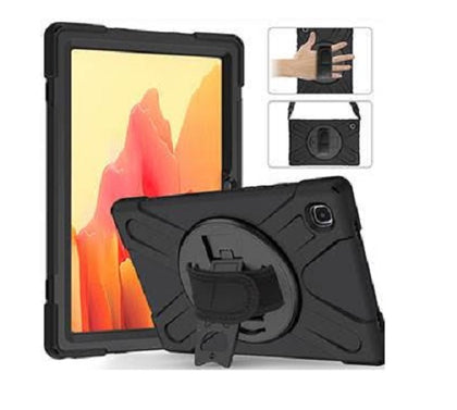 Generic Rugged Black Case for Samsung Galaxy Tab A8 (10.5')  - Shockproof, Dustproof, 360 Rotatable Hand Strap, 3 Layers Heavy Duty Protection Generic