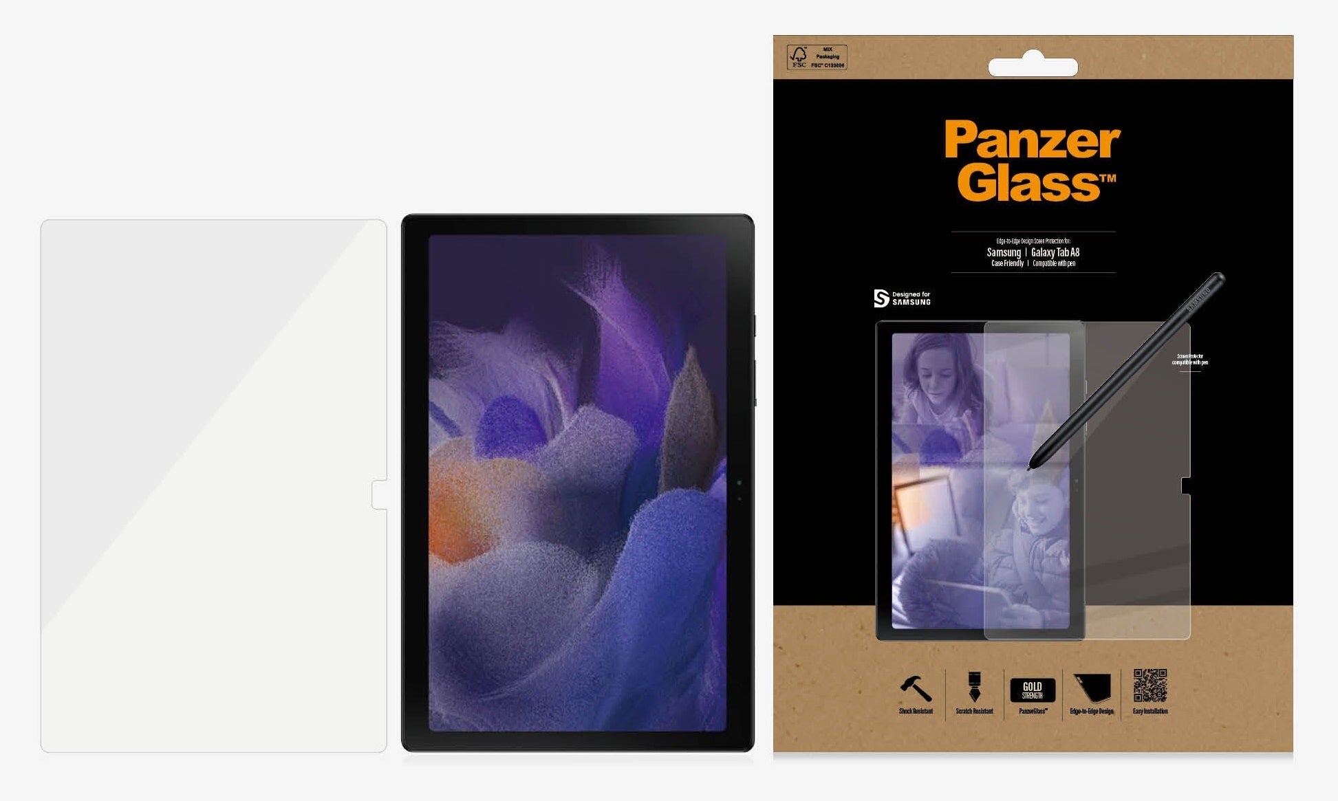 PanzerGlass Samsung Galaxy Tab A8 (10.5') Screen Protector - (7288), Edge-to-Edge, Scratch Resistant,Shock Resistant,Case-Friendly,Compatible with Pen Panzer Glass