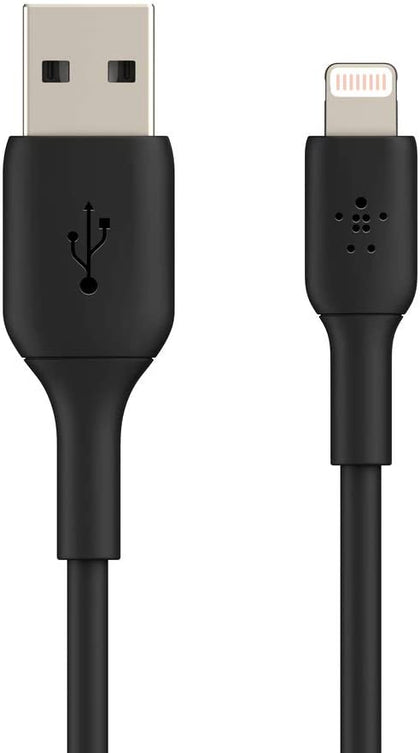 Belkin BoostCharge Lightning to USB-A Cable (3m/9.8ft) - Black (CAA001bt3MBK), 480Mbps, 8K+ bend, Apple iPhone / iPad / Macbook, 2YR