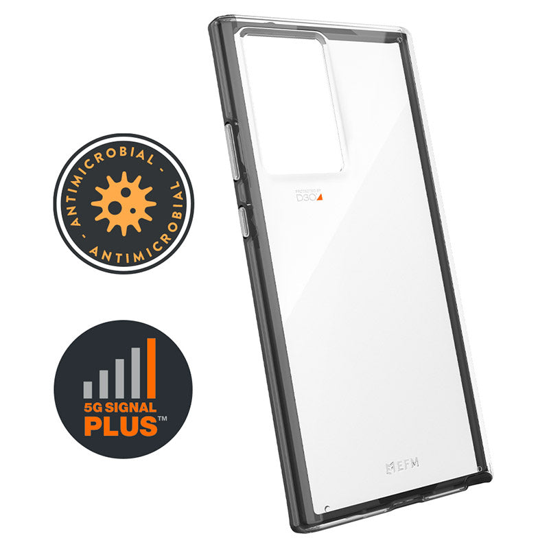 EFM Aspen Case 5G Case for Samsung Galaxy Note20 Ultra - Clear/ Slate Grey (EFCDUSG267BLC), Antimicrobial, 6-meter drop tested to MIL-STD-810G-516 EFM