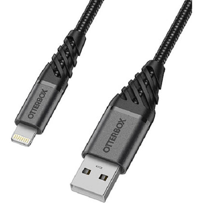 OtterBox Lightning to USB-A Premium Cable (1M) - Black (78-52643), 3 AMPS (60W), Bend/Flex-Tested 10K Times, Braided Nylon, Ultra Rugged & Tough Otterbox