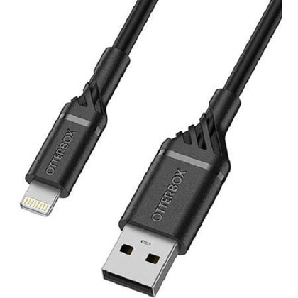 OtterBox Lightning to USB-A Cable (1M) - Black (78-52525), MFi Certified, USB 2.0, 3 AMPS (60W), Bend/Flex-Tested 3K Times, Durable & Flexible Cable Otterbox