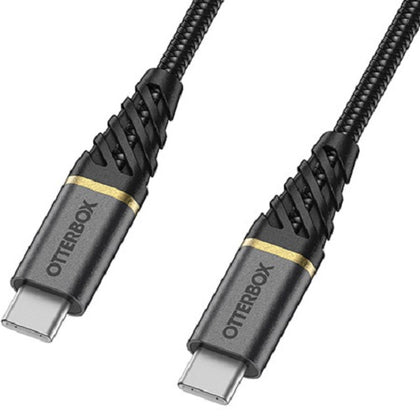 OtterBox USB-C to USB-C Fast Charge Premium Cable (1M) - Black (78-52677),USB 2.0, 3 AMPS (60W) USB PD,Bend/Flex-Tested 10K Times,Braided Nylon,Rugged Otterbox