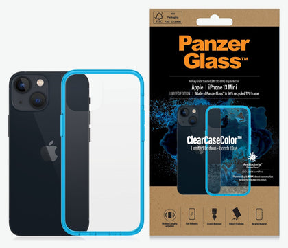PanzerGlass Apple iPhone 13 Mini ClearCase - Bondi Blue Limited Edition (0326), AntiBacterial, Military Grade Standard, Scratch Resistant Panzer Glass
