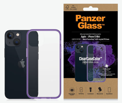 PanzerGlass Apple iPhone 13 Mini ClearCase - Grape Limited Edition (0327), AntiBacterial, Military Grade Standard, Scratch Resistant, Anti-Yellowing Panzer Glass