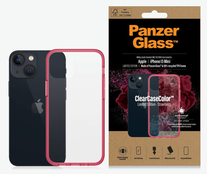 PanzerGlass Apple iPhone 13 Mini ClearCase - Strawberry Limited Edition (0330), AntiBacterial, Military Grade Standard, Scratch Resistant Panzer Glass