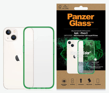 PanzerGlass Apple iPhone 13 ClearCase - Lime Limited Edition (0334), AntiBacterial, Military Grade Standard, Scratch Resistant, Anti-Yellowing Panzer Glass