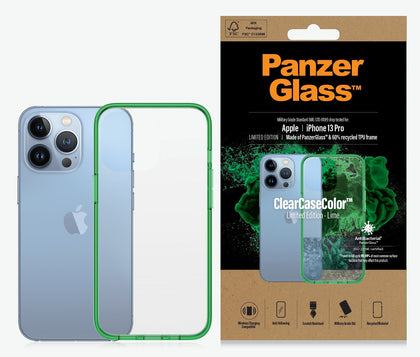 PanzerGlass Apple iPhone 13 Pro ClearCase - Lime Limited Edition (0339), AntiBacterial, Military Grade Standard, Scratch Resistant, Anti-Yellowing Panzer Glass