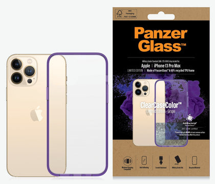 PanzerGlass Apple iPhone 13 Pro Max ClearCase - Grape Limited Edition (0342), AntiBacterial, Military Grade Standard, Scratch Resistant,Anti-Yellowing Panzer Glass