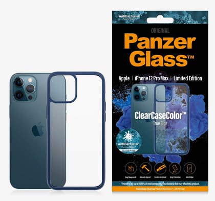 PanzerGlass Apple iPhone 12 Pro Max ClearCase - True Blue Limited Edition (0278), AntiBacterial, Scratch Resistant, Soft TPU Frame, Anti-Yellowing Panzer Glass