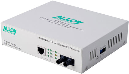 Alloy POE200ST 10/100Base-TX to 100Base-FX Multimode Fibre (ST) Converter, provides PoE power (RJ-45). 2km