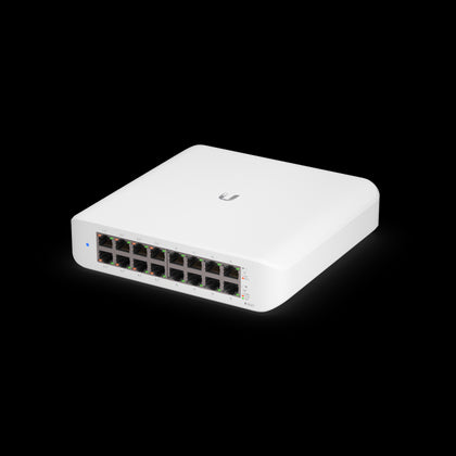Ubiquiti UniFi Switch Lite 16 PoE, Layer 2, 16x GbE RJ45 Ports, 8x 802.3at PoE+ Ports, 45W PoE Budget, Fanless Unit, Wallmount Kit Included Ubiquiti