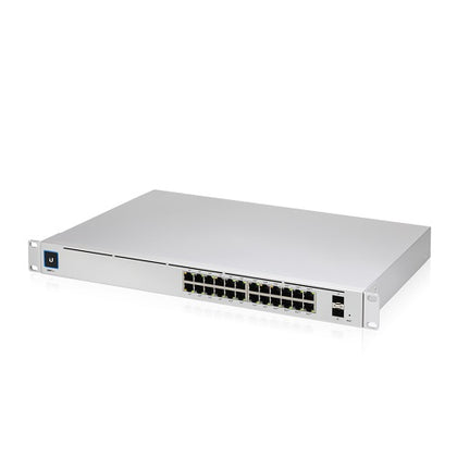 Ubiquiti UniFi 24 port Managed Gigabit Layer2 and Layer3 switch with auto-sensing 802.3at PoE+ and 802.3bt PoE, SFP+  : Touch Display - 400W GEN2 Ubiquiti