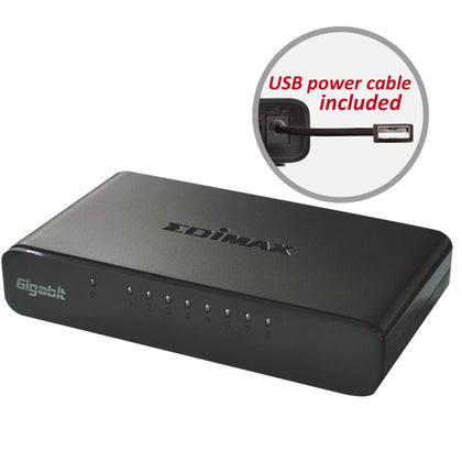 Edimax ES-5800G V3 8-Port 10/100/1000 Mbps Gigabit Switch SOHO MDI/MDI-X Cross Over Detection & Auto Correction REQUIRES 1A Current-USB Adapt NOT INCL Edimax