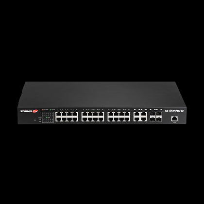 Edimax GS-5424PLC V2 Surveillance VLAN 28-Port Gigabit PoE+ Long Range Web Smart Switch with 4 Gigabit RJ45/SFP Combo Ports Edimax