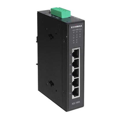 Edimax IGS-1005 Industrial 5-Port Gigabit Din-Rail Switch,5 x RJ-45 10/100/1000Base-T Gigabit Ports Edimax