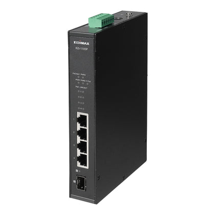 Edimax IGS-1105P Industrial 5-Port Gigabit Din-Rail Switch- 4 Gigabit PoE+ ports and 1 SFP uplink Edimax