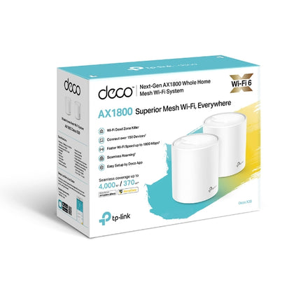 TP-Link Deco X20(2-pack) AX1800 Whole Home Mesh Wi-Fi 6 System, Up To 370 sqm Coverage, WIFI6, 1201Mbps @ 5Ghz, 574Mbps @ 2.4 GHz OFDMA, MU-MIMO (WIFI TP-LINK