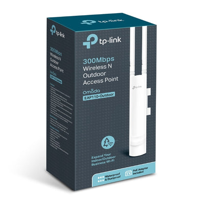 TP-Link EAP110 Outdoor 300Mbps Wireless N Outdoor Access Point 1xRJ45 Passive PoE 2*5dBi External Omni waterproof Antenna Pole/Wall Mounting,Omada TP-LINK