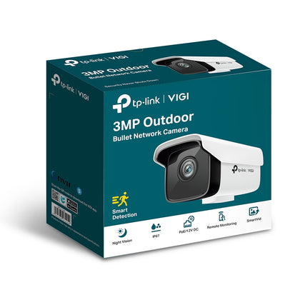 TP-Link VIGI 3MP VIGI C300HP-4 Outdoor Bullet Network Camera, 4mm Lens, Smart Detection, Smart IR, WDR, 3D DNR, Night Vision, H.265+, PoE/12V DC TP-LINK