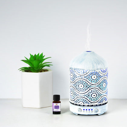 mbeat® activiva Metal Essential Oil and Aroma Diffuser-Vintage White -100ml MBEAT