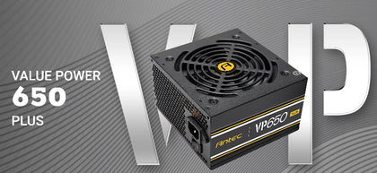 Antec VPP 650w 80 PLUS @ 85% Efficiency AC 120V - 240V, Continuous Power, 120mm Silent Fan. ATX Power Supply, PSU,3 Years Warranty. Antec