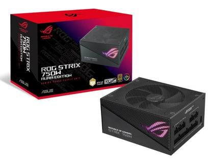 ASUS ROG-STRIX-AURA-750G-GAMING ROG STRIX 750W Gold Aura Edition, 80 Plus Gold, Fully Modular, Lambda A++ Certification,135mm Fan, Aura Sync, 10YW
