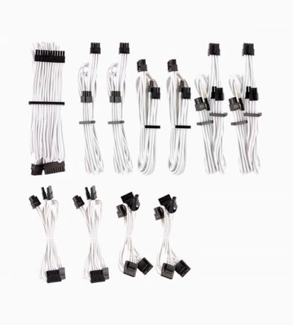 For Corsair PSU - WHITE Premium Individually Sleeved DC Cable Pro Kit, Type 4 (Generation 4) Corsair
