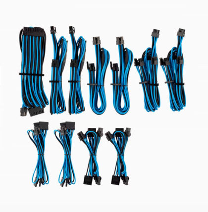 For Corsair PSU - BLUE/BLACK Premium Individually Sleeved DC Cable Pro Kit, Type 4 (Generation 4) Corsair