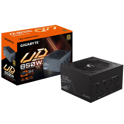 Gigabyte UD850GM PG5 2.0 850W ATX PSU Power Supply  80 PLUS GOLD Fan Type 120mm Hydraulic Bearing(HYB)fan  >100,000 hours