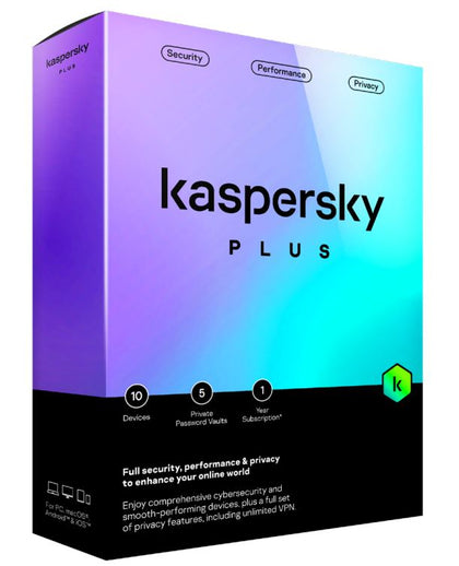 Kaspersky Plus Physical Card (1 Device, 1 Account, 1 Year) Supports PC, Mac, & Mobile (KTS/Total Security New Equivalent) Kaspersky