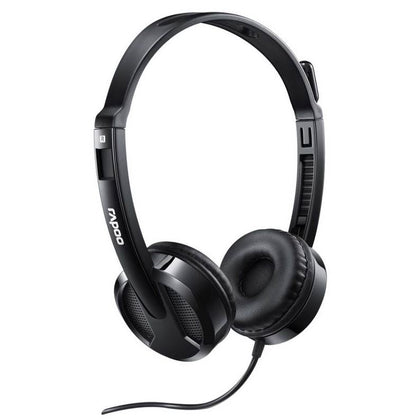 RAPOO H100 Wired Stereo Headsets - HD Voice Rotary Microphone Volume Adjustment 3.5mm Headphones (Buy 10 Get 1 Free) Rapoo