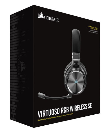 Corsair Virtuoso Wireless SE RGB Gunmetal 7.1 Audio. High Fidelity Ultra Comfort, Broadcast Grade Microphone, USB and 3.5mm. Headset, Headphone Corsair